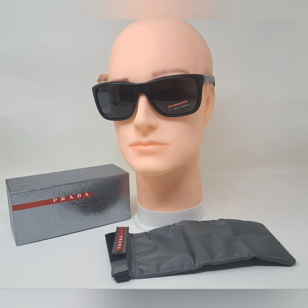 NWT Prada Linea Rossa Black Black Sport Rectangle SPS 04O 1BO-1A1 58-16-140